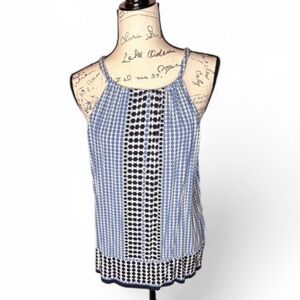 Max Studio Blue and White Patterned Tank Top